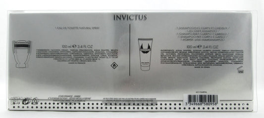 Invictus by Paco Rabanne Set:3.4 oz.EDT+ 3.4 oz. All Over Shampoo New in Tin Box