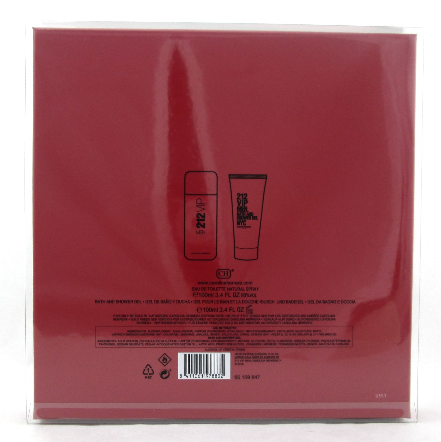 212 VIP Men by Carolina Herrera 3.4 oz.EDT Spray+ 3.4 oz. Shower Gel New Set