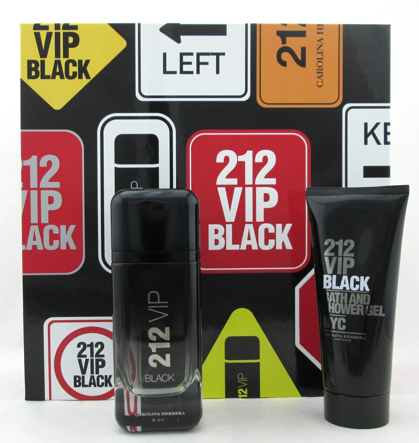 212 VIP BLACK by Carolina Herrera 3.4oz EDP Spray+3.4oz Sh/ Gel.New Set for Men