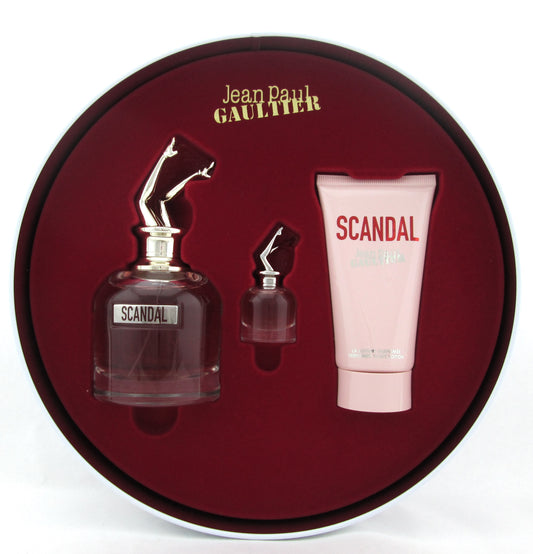 Jean Paul Gaultier Scandal Perfume Set 2.7 oz EDP Spray + B/Lotion+ EDP Mini