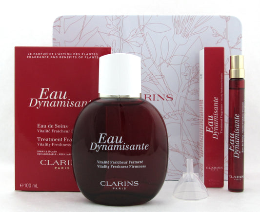 Clarins Eau Dynamisante Treatment Fragrance Set Spray Splash Refillable 100 ml./3.3 oz.+10 ml./0.3 oz.