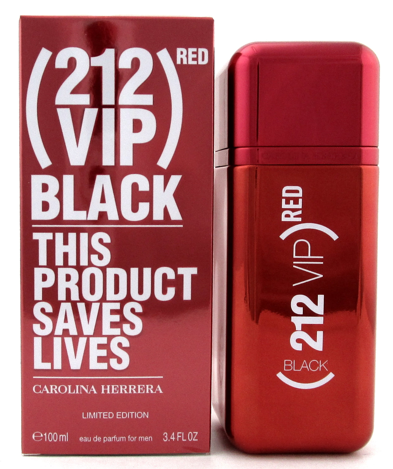212 VIP BLACK RED Edition by Carolina Herrera 3.4 oz. EDP Spray for Men. New