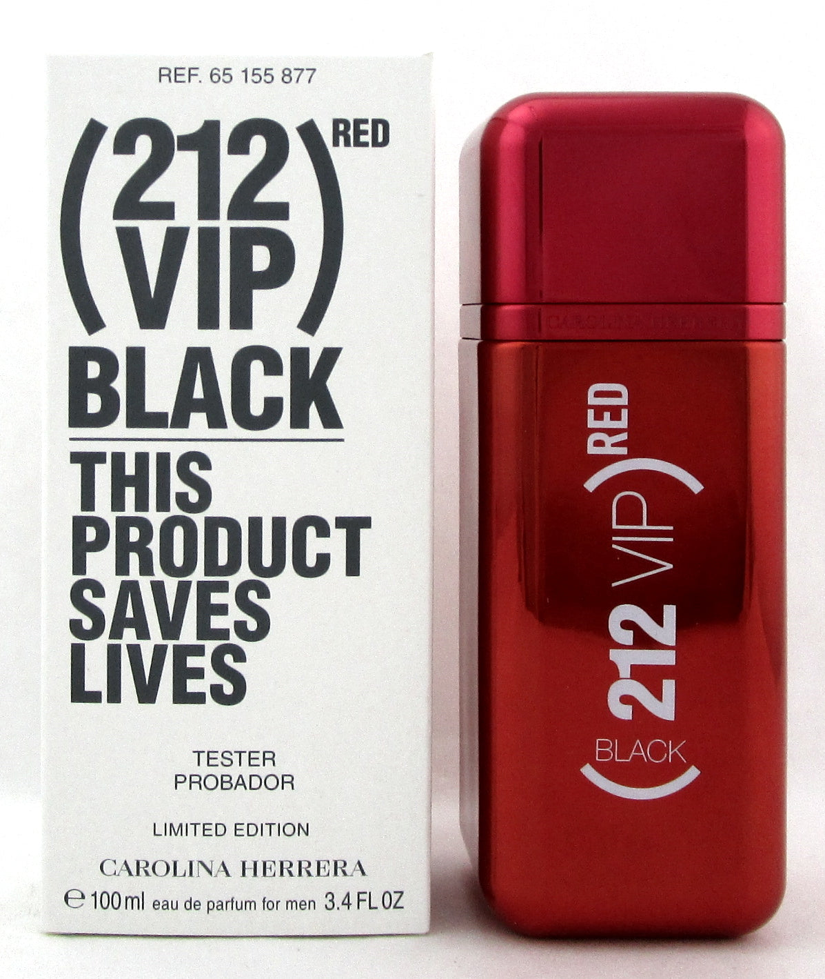 212 VIP BLACK RED Edition by Carolina Herrera 3.4 oz. EDP Spray Men. New Tester