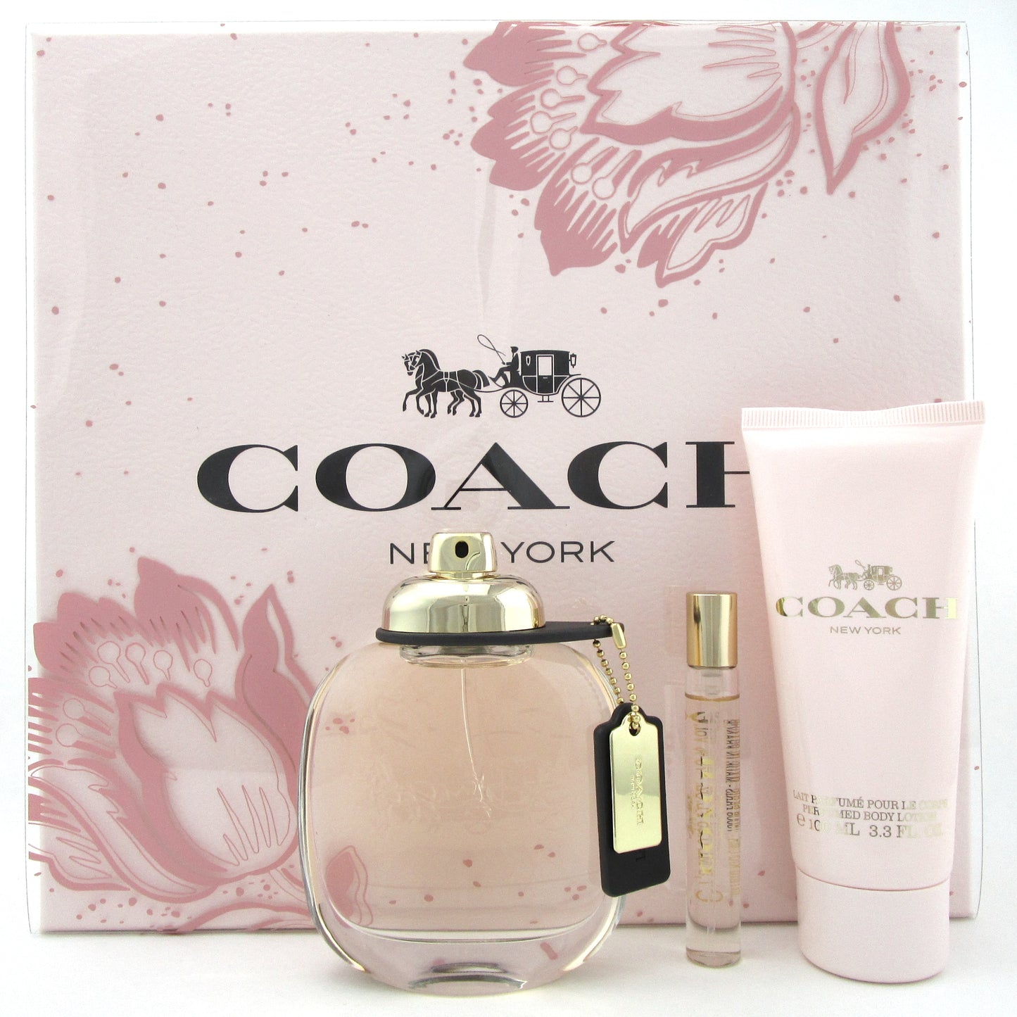 Coach New York 3pc Set for Women: 3.0 oz. & 7.5 ml. EDP Spray + 3.3 oz. B/Lotion