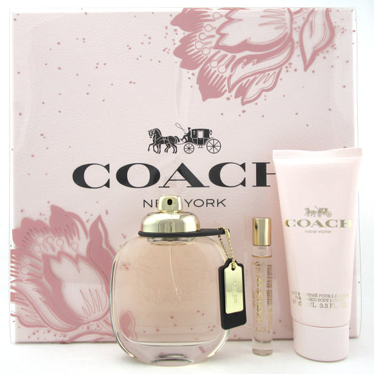 Coach New York 3pc Set for Women: 3.0 oz. & 7.5 ml. EDP Spray + 3.3 oz. B/Lotion