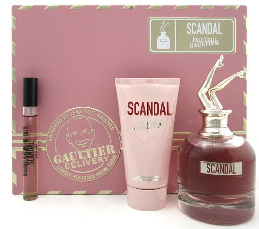 Jean Paul Gaultier Scandal 2.7oz EDP Spray +10 ml EDP Spray +2.5oz B/Lotion. SET