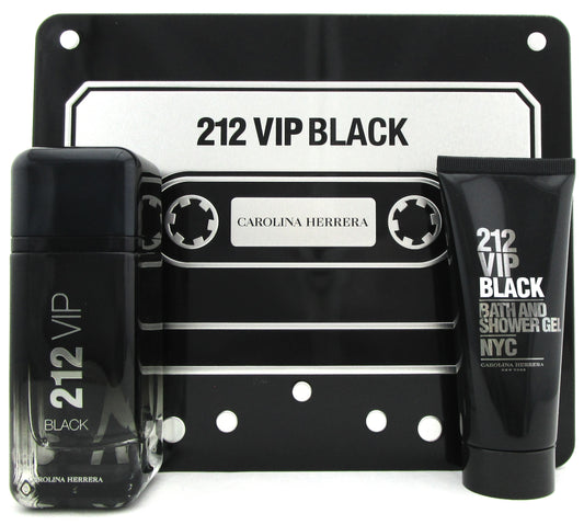 212 VIP BLACK by Carolina Herrera 3.4 oz EDP + 3.4 oz SH.Gel. Gift Set for Men