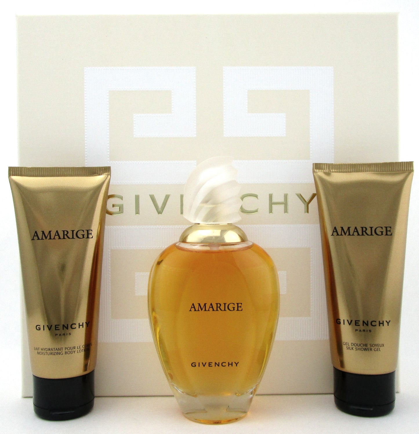 Givenchy Amarige 3.3 oz EDT Spray + 2.5 oz B/Lotion & Sh/Gel. New SET for Women