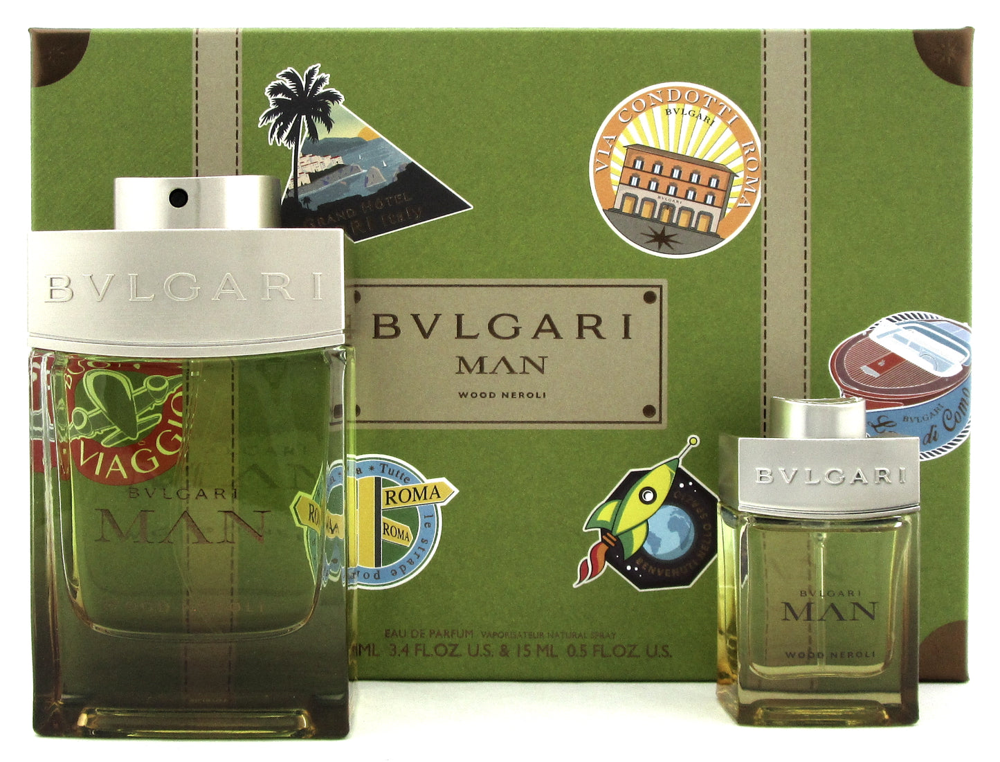 Bvlgari MAN WOOD NEROLI 3.4 oz. + 15 ml. Eau de Parfum Spray. New Men's Set