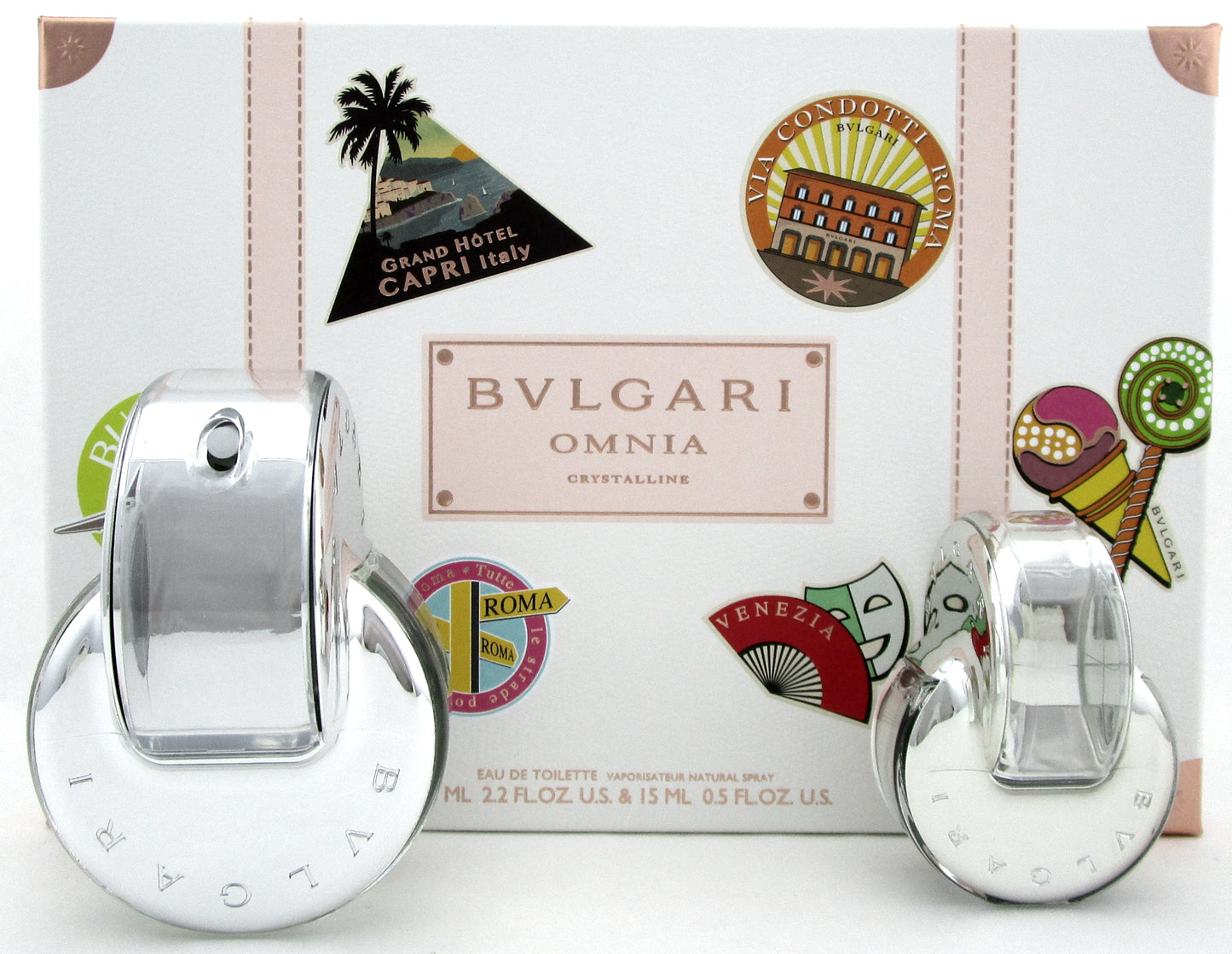 Omnia Crystalline by Bvlgari 2.2oz.+ 15ml. Eau de Toilette Spray.New Women's SET