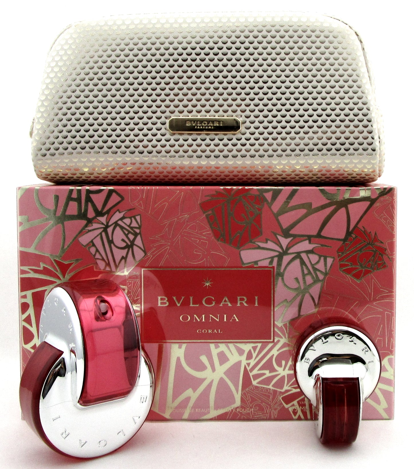 Bvlgari OMNIA CORAL 2.2 oz & 15 ml Eau de Toilette Spray + Pouch.New Women's Set