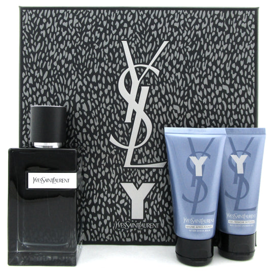 Y by Yves Saint Laurent 3.3 oz EDP Spray+1.6 oz A/Shave Balm & Sh/Gel SET. Damaged Box