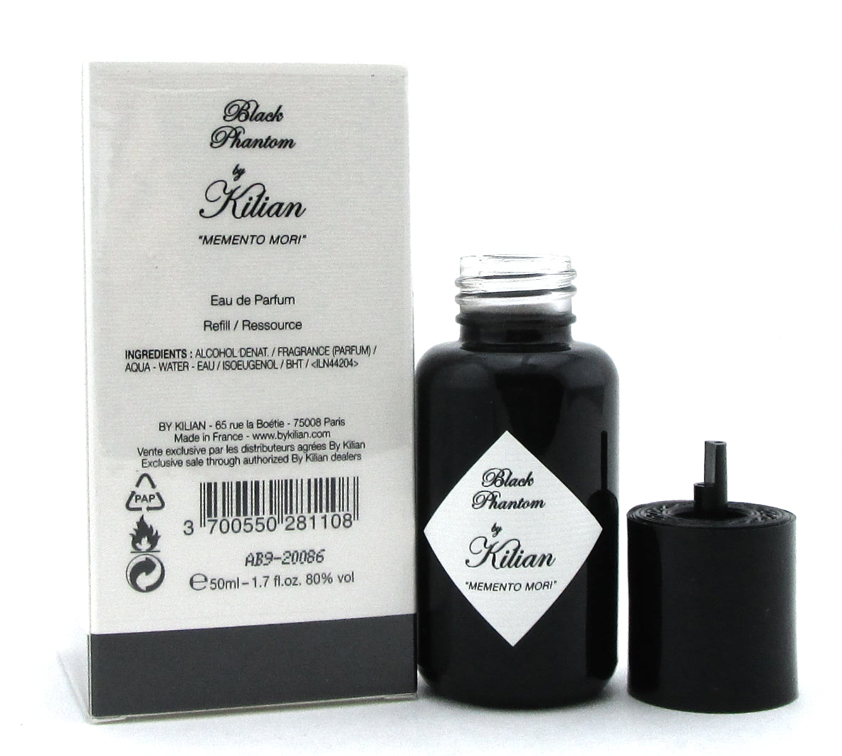 Black Phantom by Kilian ''Memento Mori" 1.7 oz. EDP REFILL Splash for Men Sealed Box