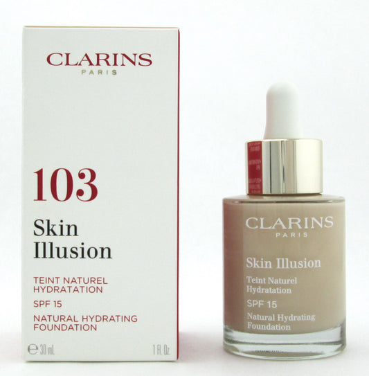 Clarins Skin Illusion Natural Hydrating Foundation SPF 15 # 103 Ivory 1 oz. New