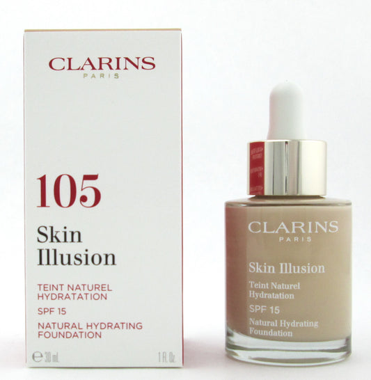 Clarins Skin Illusion Natural Hydrating Foundation SPF 15 # 105 Nude 30 ml./ 1 oz. New
