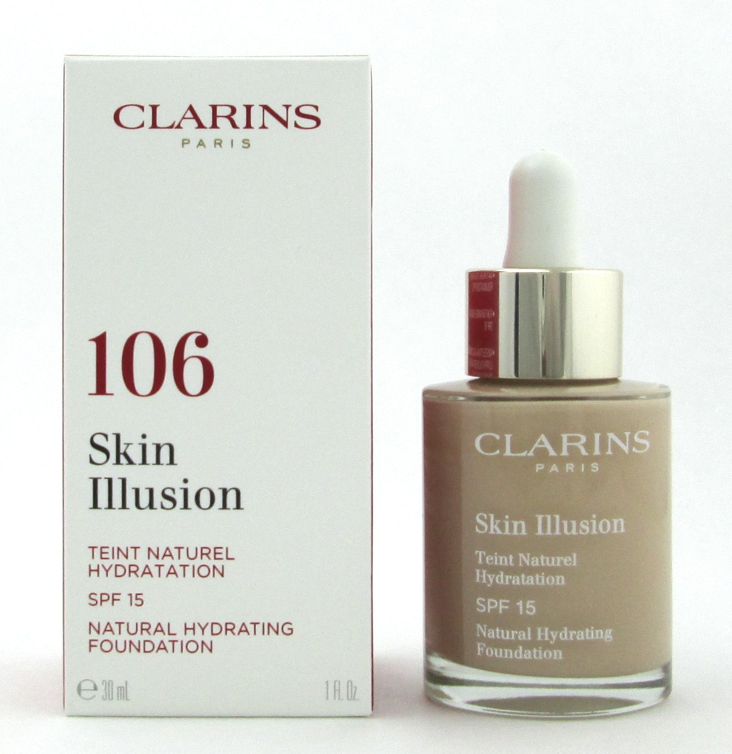 Clarins Skin Illusion Natural Hydrating Foundation SPF 15 # 106 Vanilla 1 oz.