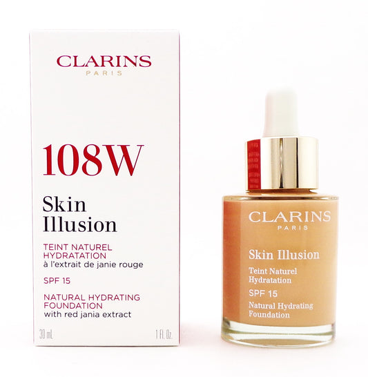 Clarins Skin Illusion Natural Hydrating Foundation SPF 15 # 108W  1 oz./ 30 ml. New