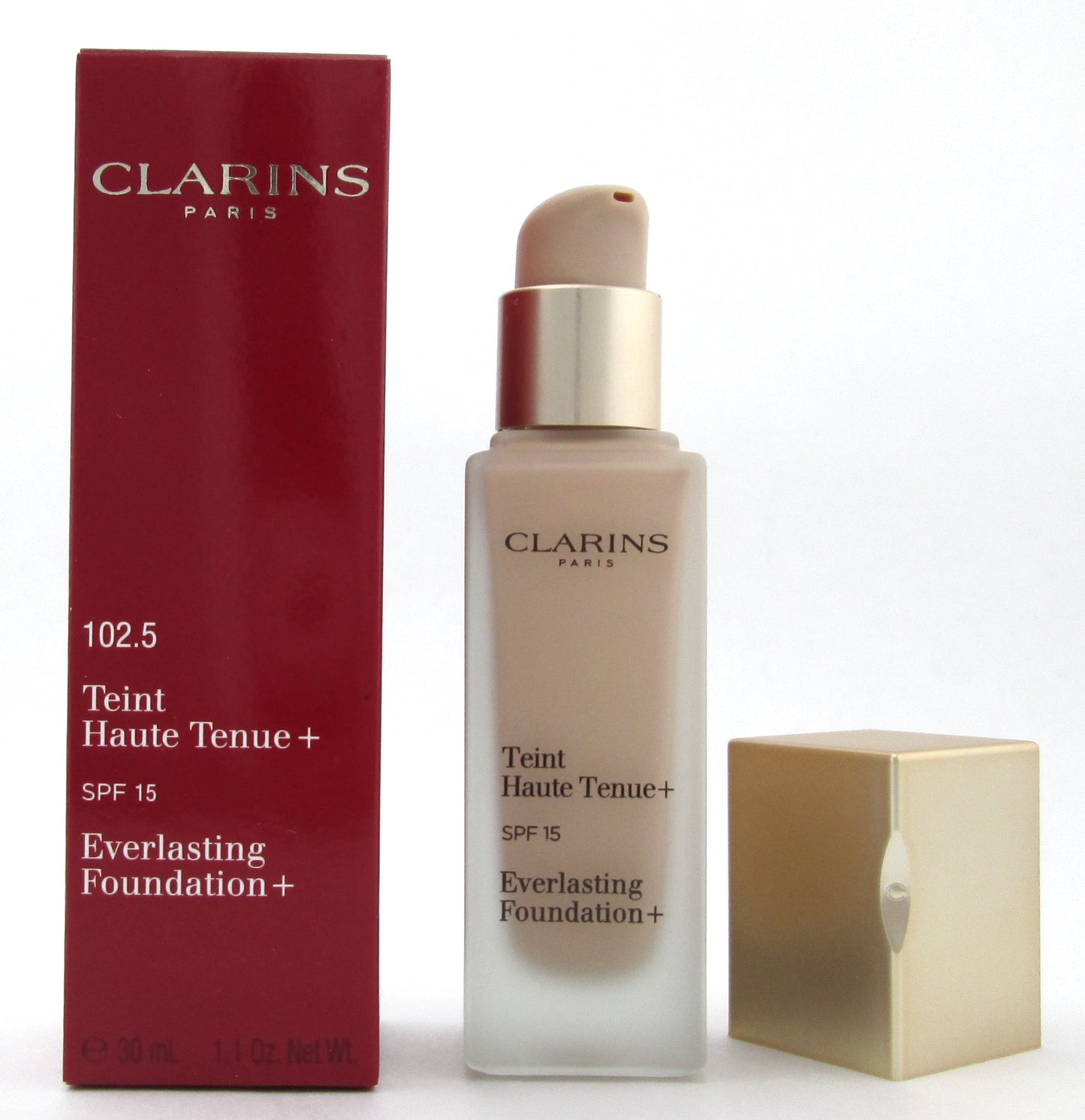 Clarins Everlasting Foundation+ SPF15 # 102.5 Porcelain 30 ml./ 1.1 oz. New