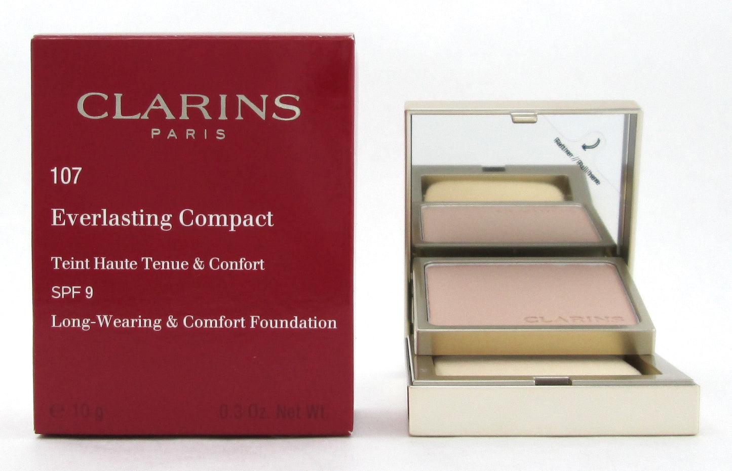 Clarins Everlasting Compact Foundation SPF 9  # 107 Beige 10 g./ 0.3 oz. New