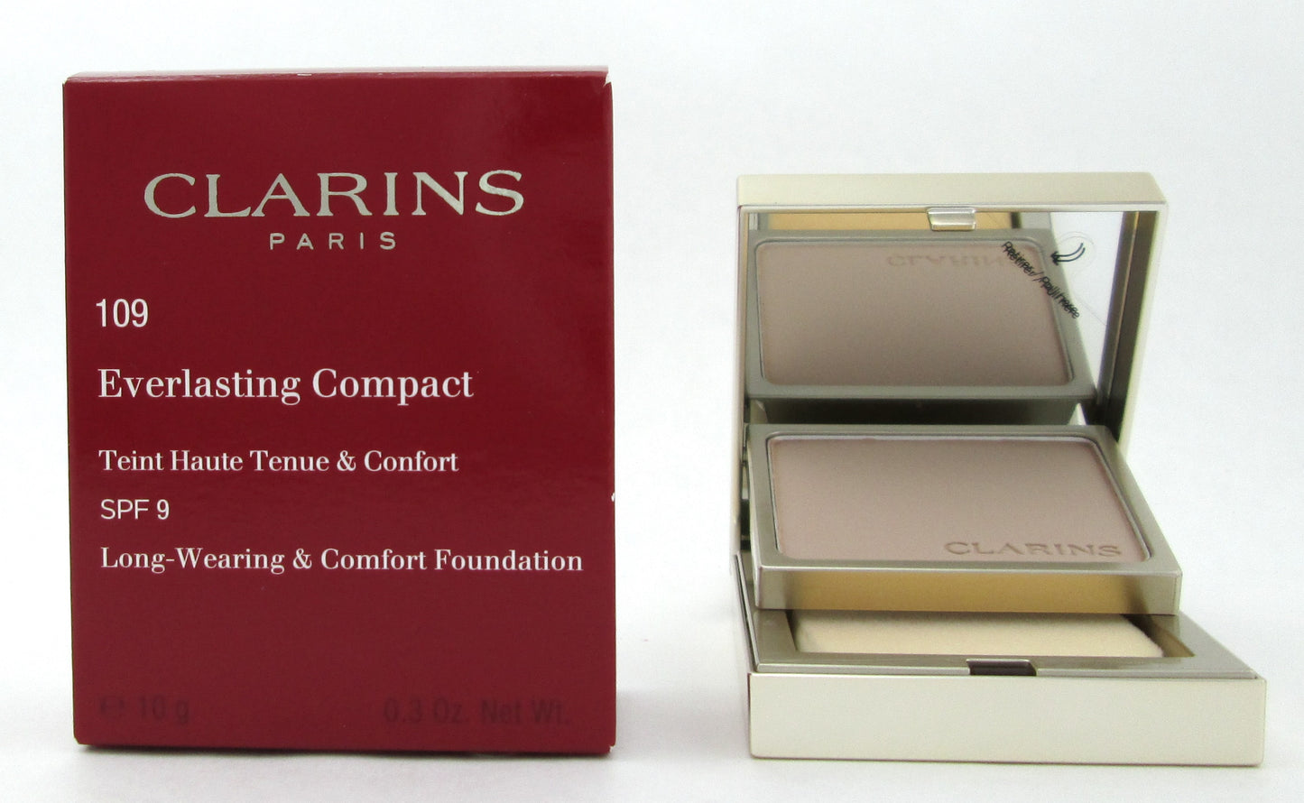 Clarins Everlasting Compact Foundation SPF 9  # 109 Wheat 10 g./ 0.3 oz. New