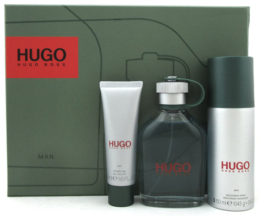 Hugo Boss Green Set for Men:4.2 EDT Spr+1.6 Sh/Gel+3.6 Deo Spr. NEW.Damaged Box.