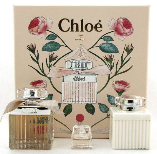 Chloe by Chloe 2.5 oz EDP Spray + 5 ml EDP Splash Mini + 3.4 oz B/Lot. New Set.
