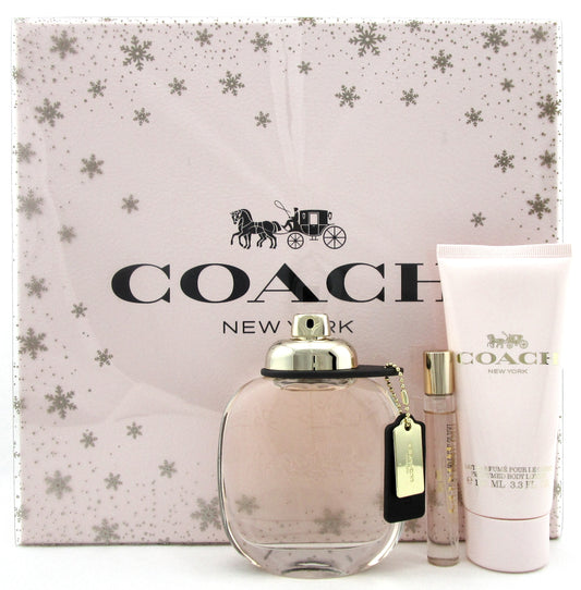 Coach New York 3.0 oz. & 7.5 ml. EDP Spray + 3.3 oz. B/Lotion Set for Women. New