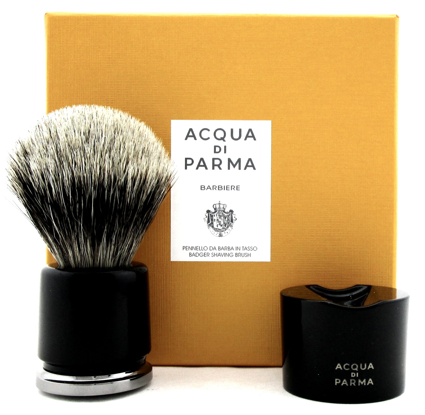 Acqua di Parma Badger BLACK Shaving Brush (with Stand). Brand new. Sealed Box