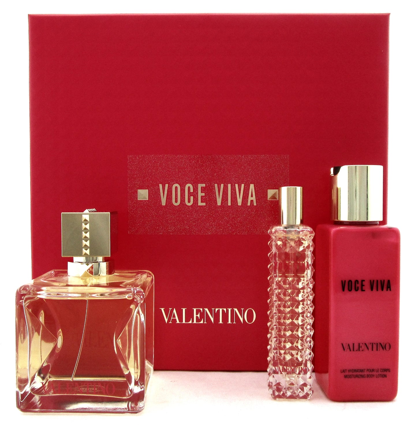 Valentino Voce Viva 3.4oz & 15ml EDP Spray + 3.4oz B/Lotion. New SET for Women