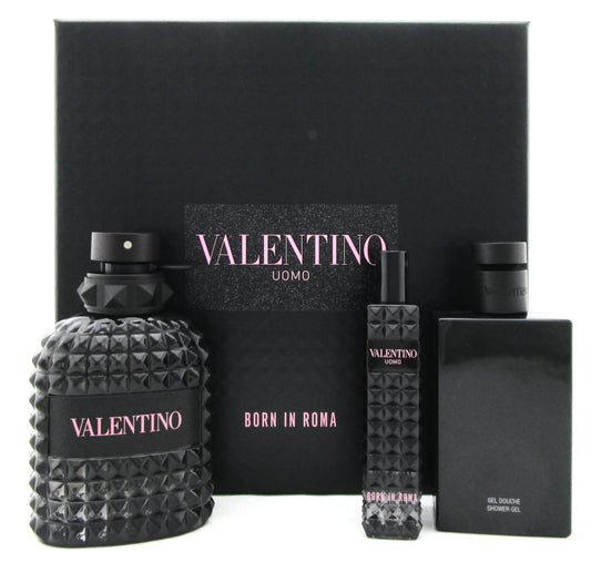 Valentino Uomo Born in Roma 3.4oz & 15ml EDT Spray+3.4oz Sh/Gel. New SET for Men.