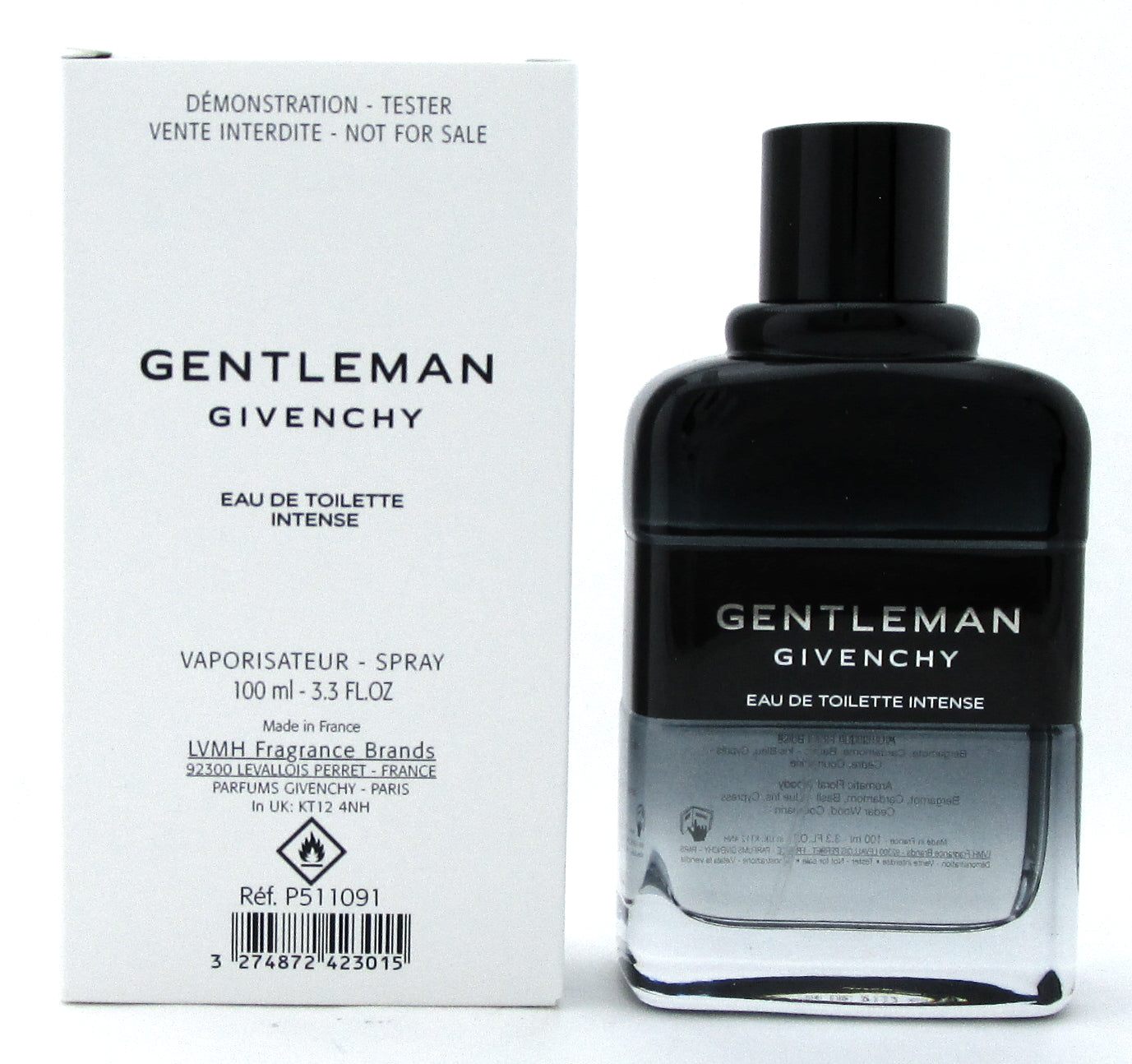 Givenchy Gentleman 3.3 oz. Eau de Toilette INTENSE Spray for Men. New Tester w/Cap