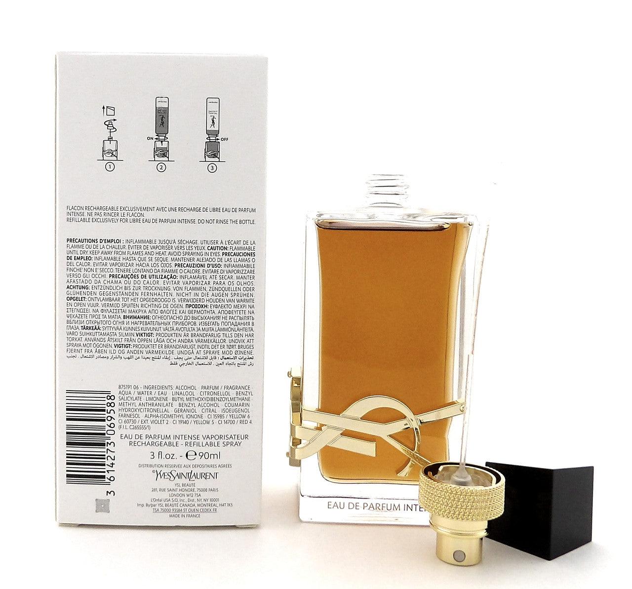 LIBRE by Yves Saint Laurent 3.0oz Eau de Parfum INTENSE Refillable Spray for Women. New Tester w/Cap
