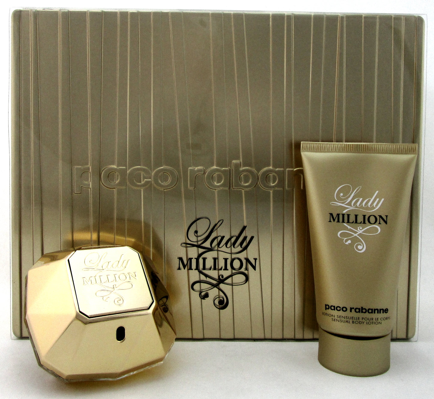 Lady Million by Paco Rabanne 1.7 oz. EDP Spray + 2.5 oz. B/Lotion. Brand New SET