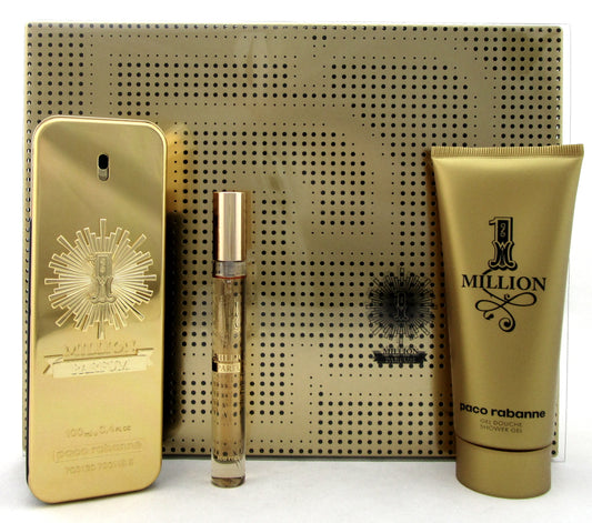1 Million Parfum by Paco Rabanne 3.4oz.&10ml. Parfum Spray+3.4oz.Sh/Gel.New Set