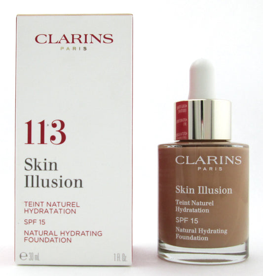 Clarins Skin Illusion Natural Hydrating Foundation SPF 15 # 113 Chestnut 30 ml./  1.0 oz. New