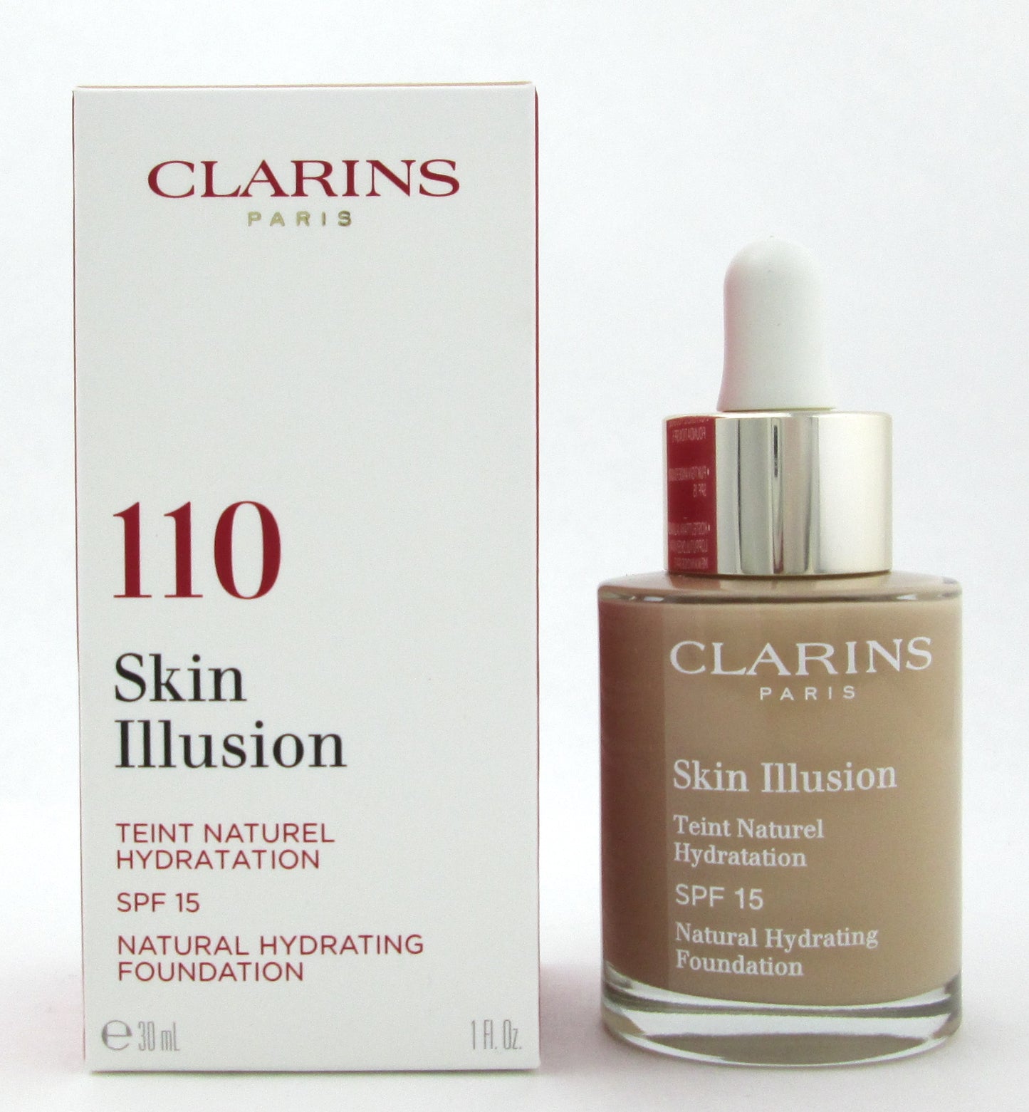 Clarins Skin Illusion Natural Hydrating Foundation SPF 15 # 110 Honey 1 oz. New