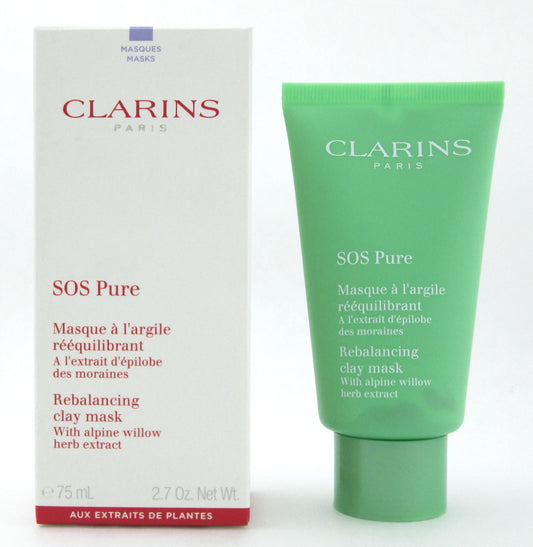Clarins SOS Pure Rebalancing Clay Mask with alpine willow herb extract 75 ml./ 2.7 oz. New