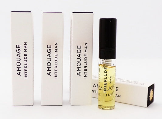 Amouage INTERLUDE Man 0.06 oz. Eau de Parfum Sample Spray LOT OF 4 Vials Lower Fragrance Level