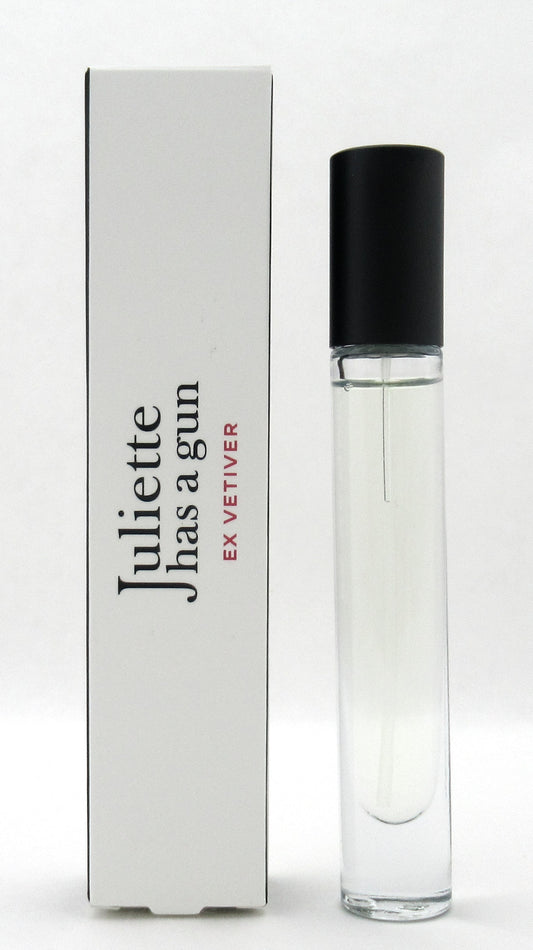 EX VETIVER by Juliette has a gun 0.25 oz. Eau De Parfum Spray TRAVEL SIZE New Missing Label on the Bottle