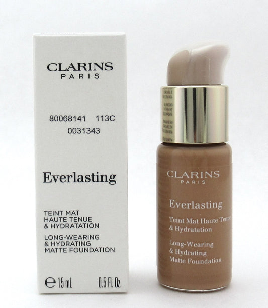 Clarins Everlasting Long Wearing & Hydrating Matte Foundation 113C Chestnut 15 ml./ 0.5 oz. New Tester