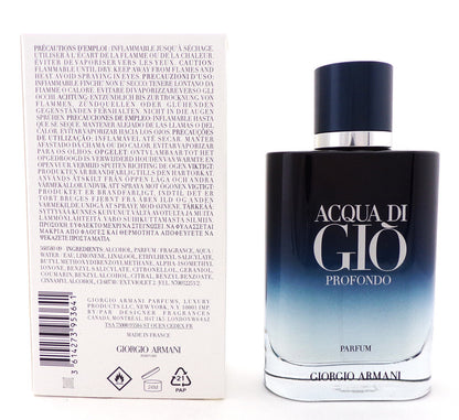 Acqua di Gio PROFONDO by Giorgio Armani 3.3 oz. Parfum Spray for Men. New TESTER w/ Cap