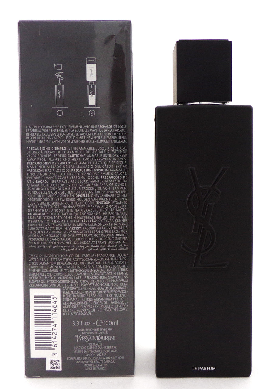 Yves Saint Laurent MYSLF 3.3 oz. /100 ml. LE PARFUM Refillable Spray for Men New Sealed Box