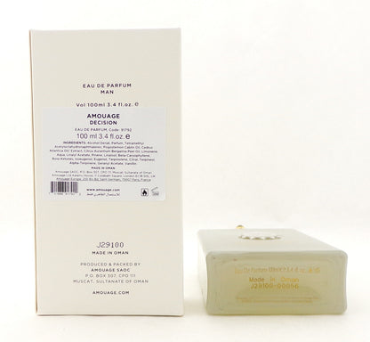 Amouage DECISION 3.4 oz. Eau de Parfum Spray for Men. Brand New TESTER w/Cap