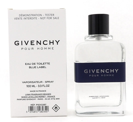 Givenchy Pour Homme Blue Label 3.3 oz Eau de Toilette Spray for Men. New Tester w/Cap