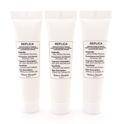 Replica LAZY SUNDAY MORNING by Maison Margiela 0.5 oz. Shower Gel. Brand New Non-Sealed Tube. Lot of 3 Gels
