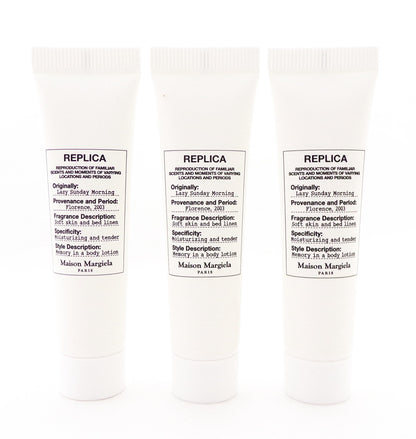 Replica LAZY SUNDAY MORNING by Maison Margiela 0.5 oz. Body Lotion. Brand New Non-Sealed Tube. Lot of 3 Lotions