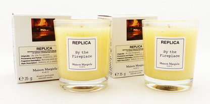 Replica BY THE FIREPLACE by Maison Margiela 1.23 oz. Scented Candle. Brand New Stained Box NO CELLOPHANE Lot of 2 Candles