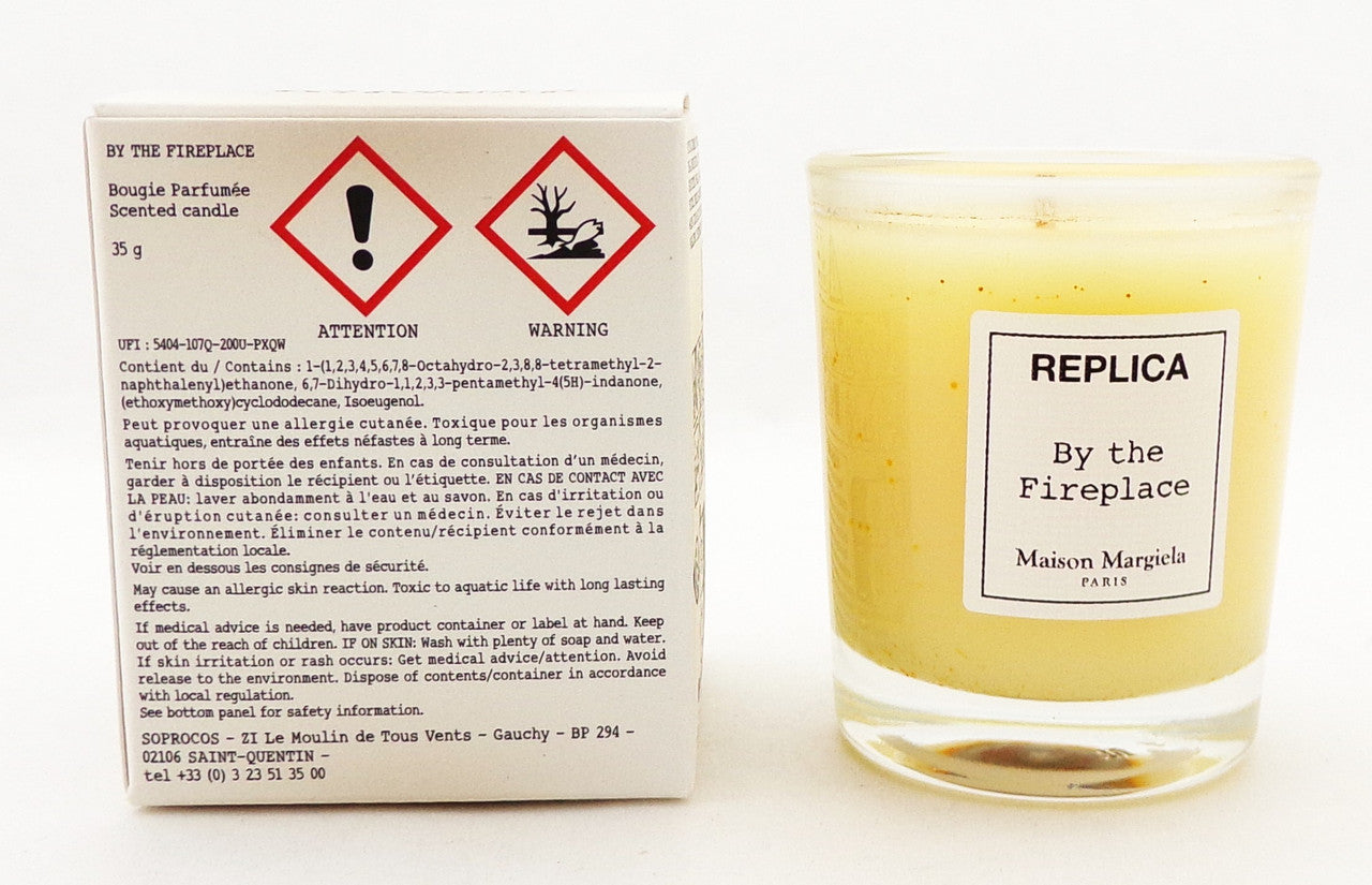 Replica BY THE FIREPLACE by Maison Margiela 1.23 oz. Scented Candle. Brand New Stained Box NO CELLOPHANE Lot of 2 Candles