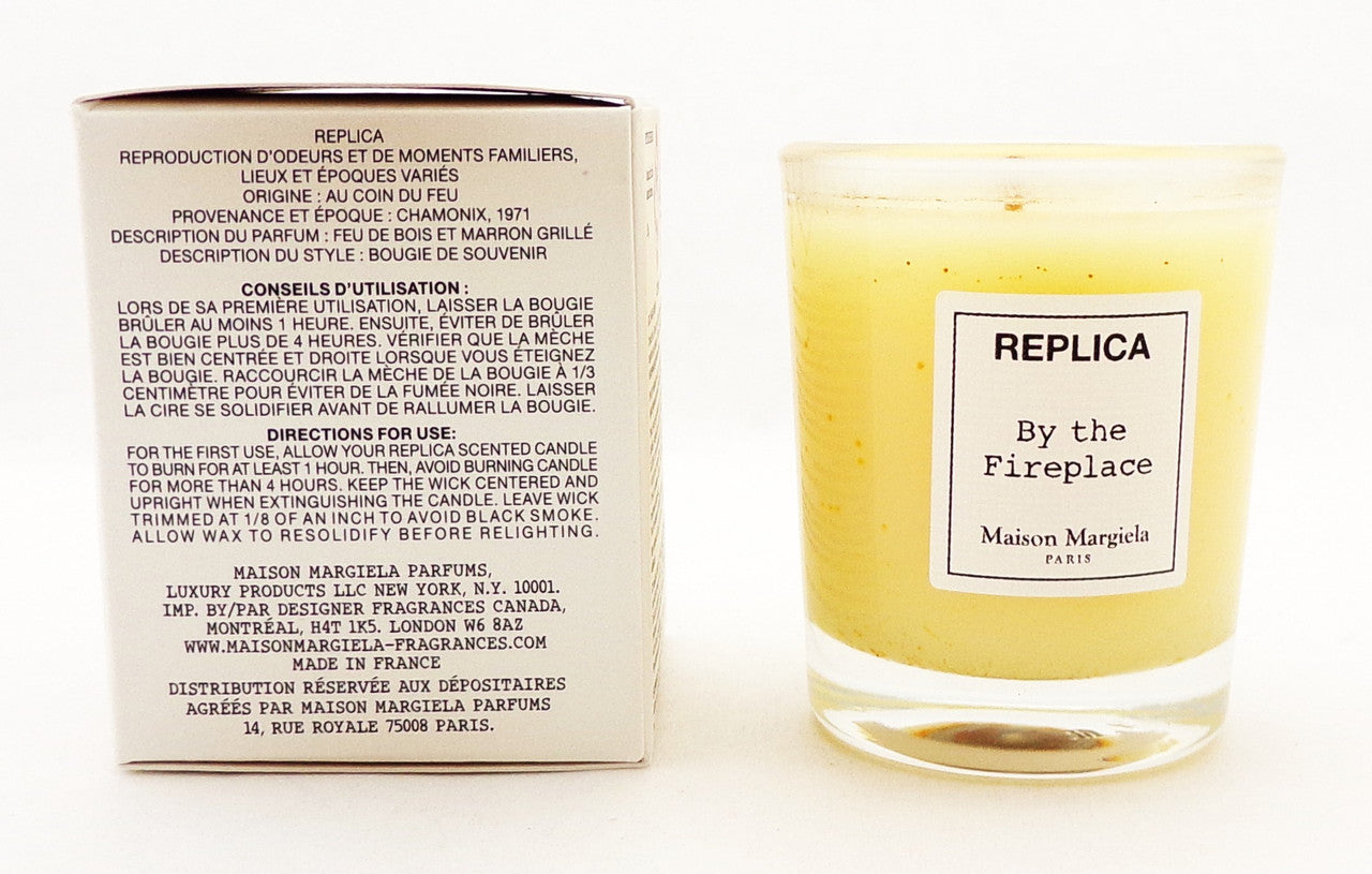 Replica BY THE FIREPLACE by Maison Margiela 1.23 oz. Scented Candle. Brand New Stained Box NO CELLOPHANE Lot of 2 Candles