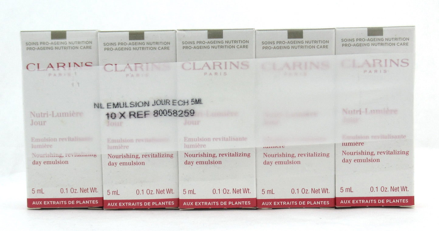 Clarins Nutri Lumiere Day Emulsion 5 ml./ 0.1 oz. Sample Lot of 10 New